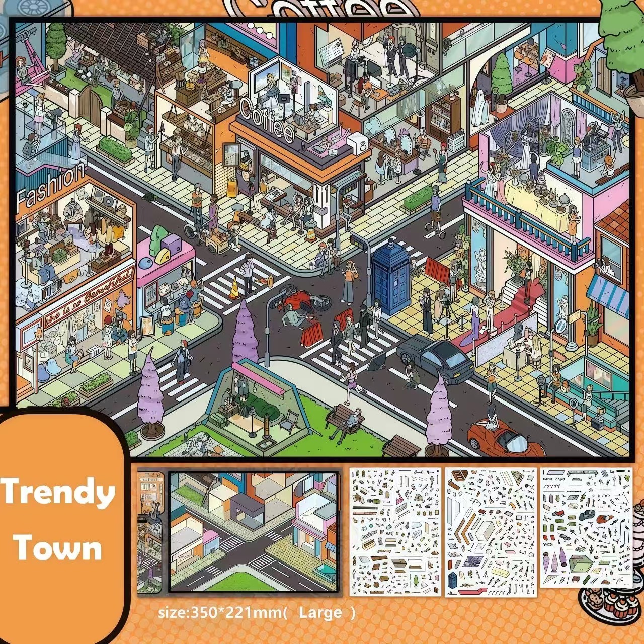 Vibe City DIY 3D Sticker Collection - 4 Cute Miniature Scenes