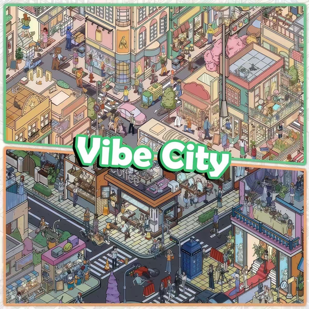 Vibe City DIY 3D Sticker Collection - 4 Cute Miniature Scenes