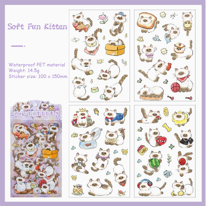 Cute cartoon series shaped stickers - Cute and changeable kittens