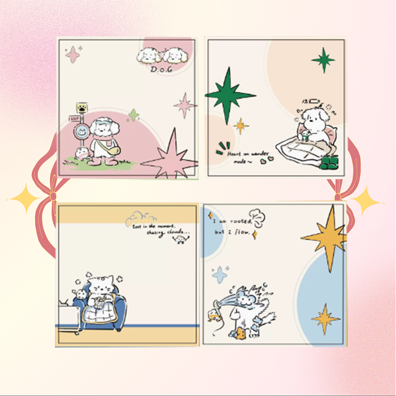 Journaling sticky notes- Cats & Dogs in Rain Boots