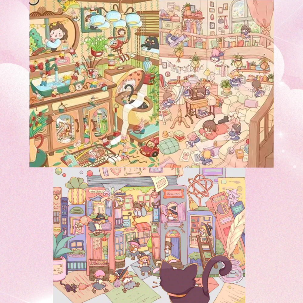 Childhood Fun 3D Sticker Collection -  3 Cute Miniature Scenes