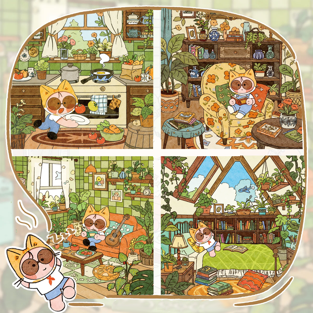 The Cat Boy DIY 3D Scene Stickers - 4 Cute Miniature Scenes
