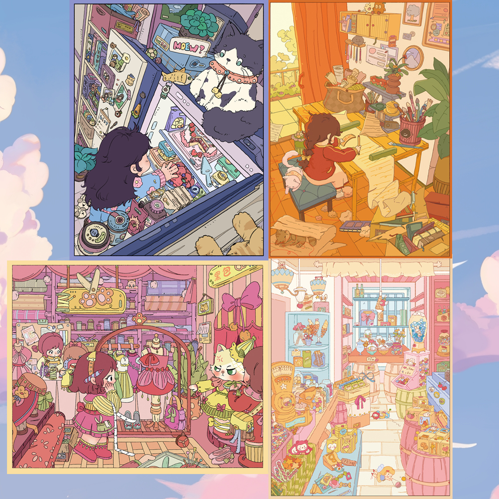 Home Diary DIY 3D Scene Stickers - 2 Cute Miniature Scenes