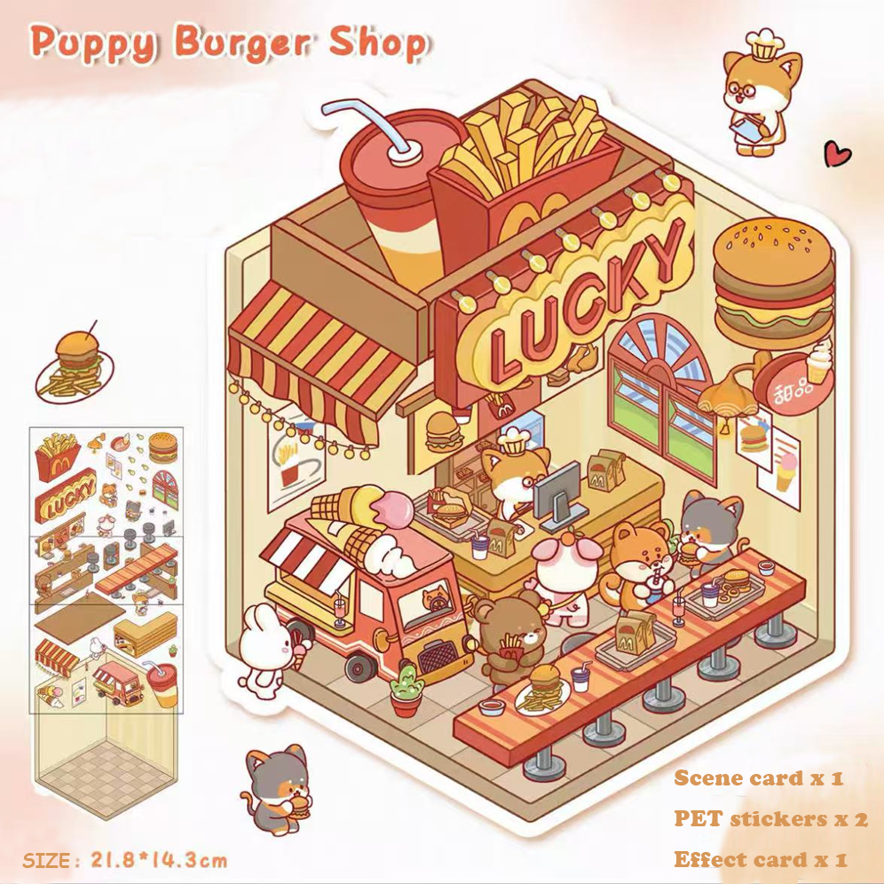 Fresh Bakes & Quick Stops DIY 3D Scene Stickers 2 Lovely Miniature Scenes