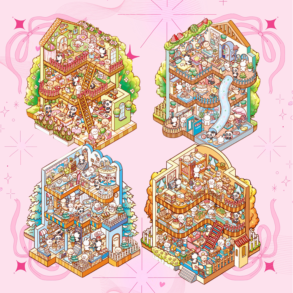 Seasonal Abodes DIY 3D Scene Stickers 4 Lovely Miniature Scenes