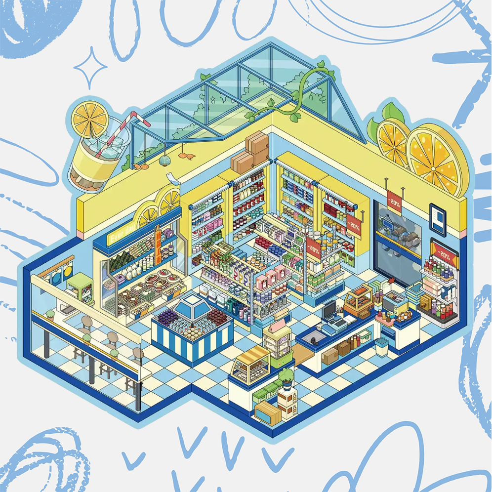Convenience Store DIY 3D Scene Stickers - Cute Miniature Scene
