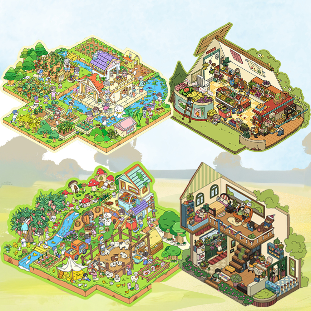Happy Farm DIY 3D Scene Stickers 4 Cute Miniature Scenes