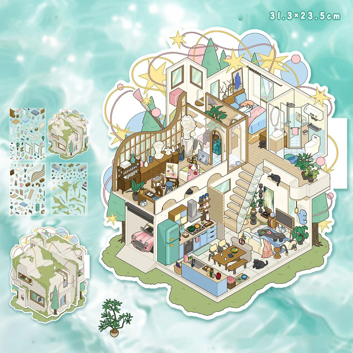 Artist's Home DIY 3D Sticker Collection - Cute Miniature Scene