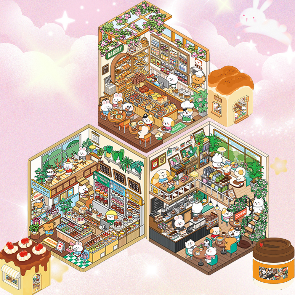 Fun Dessert House  DIY 3D Scene Stickers - 3 Cute Miniature Scenes