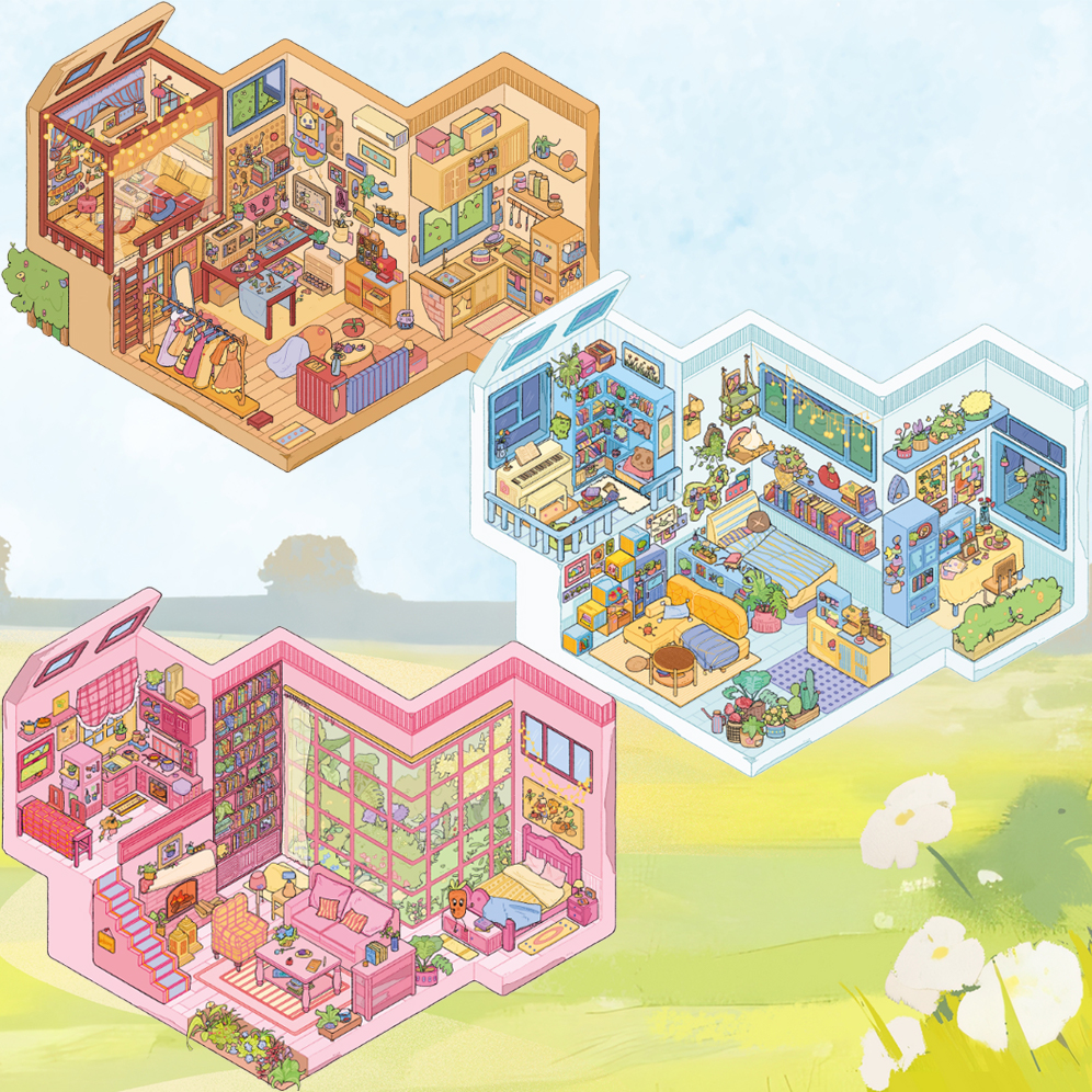 Daydream Apartment DIY 3D Sticker Collection - 3 Cute Miniature Scenes