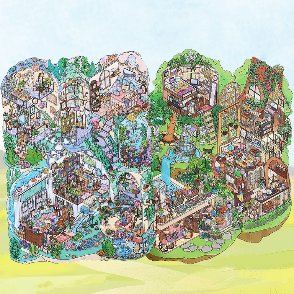 Enchanted Habitat DIY 3D Scene Stickers 2 Cute Miniature Scenes