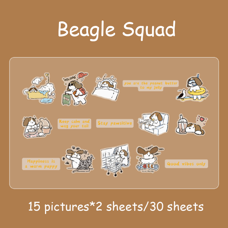 Plush Life Log Series Stickers - Cats & Dogs in Rain Boots