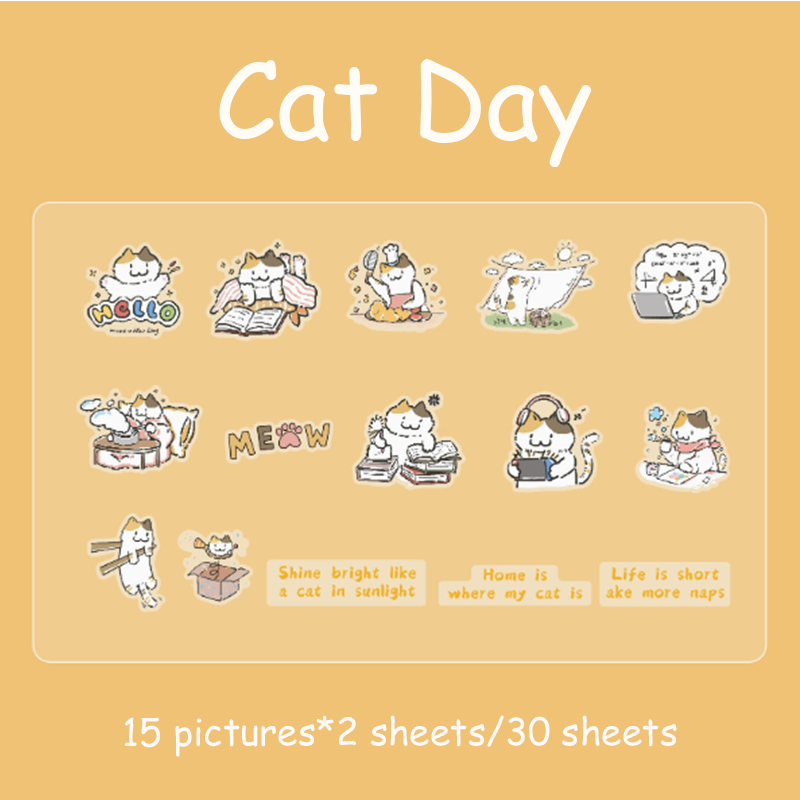 Plush Life Log Series Stickers - Cats & Dogs in Rain Boots