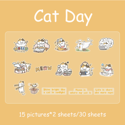 Plush Life Log Series Stickers - Cats & Dogs in Rain Boots