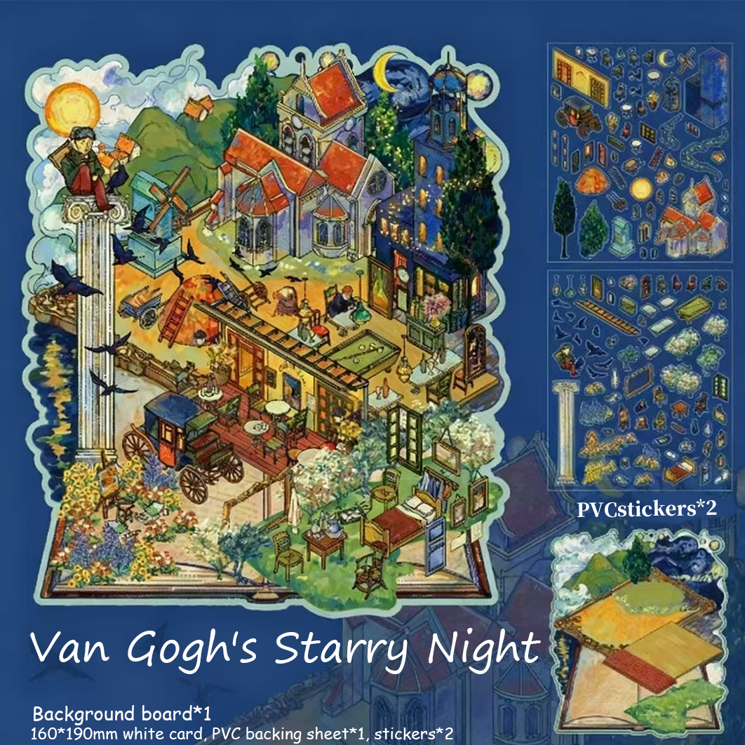 Dream Island Oil Painting Series DIY 3D Sticker Collection - 2 Cute Miniature Scenes