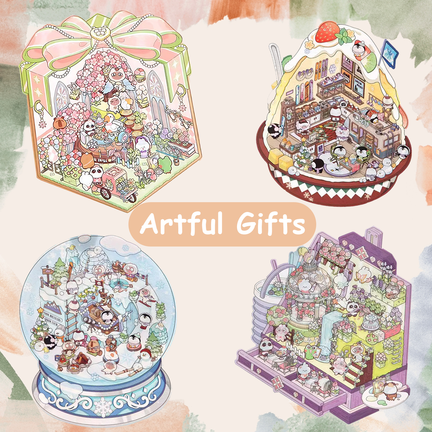 Back to the millennium DIY 3D Sticker Collection - 4 Cute Miniature Scenes