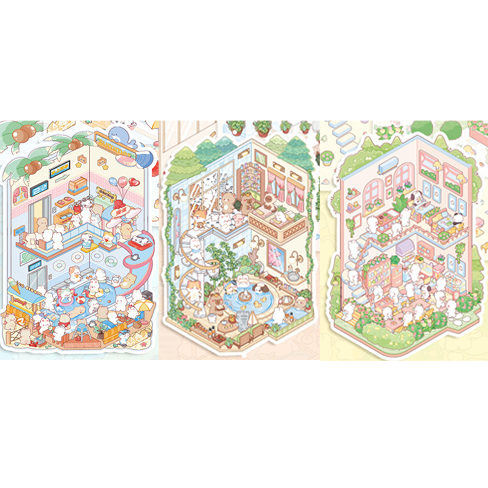 Seasonal Immersions DIY 3D Sticker Collection - 3 Cute Miniature Scenes