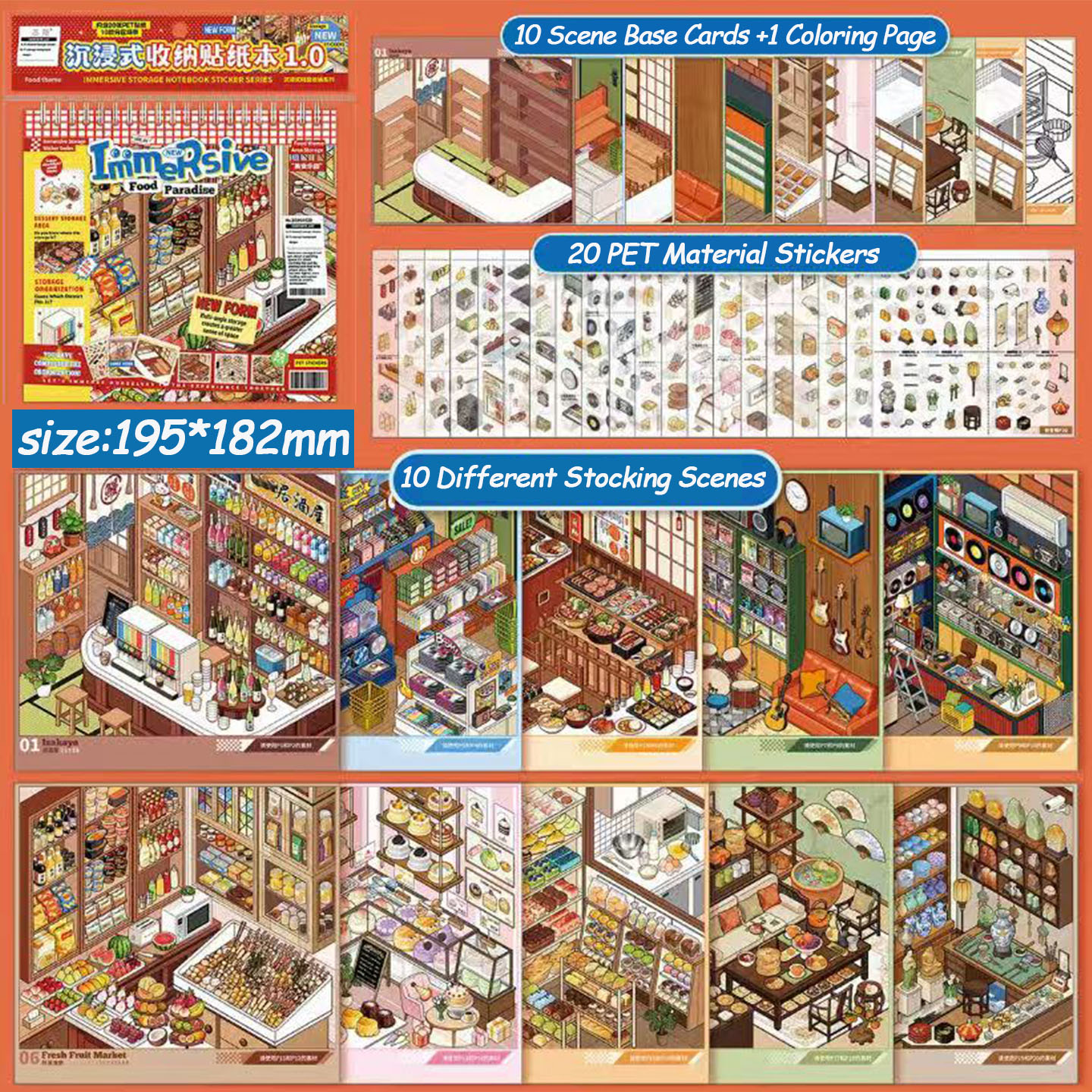Tiny Grocery Books DIY 3D Scene Stickers - 2 Cute Miniature Scenes