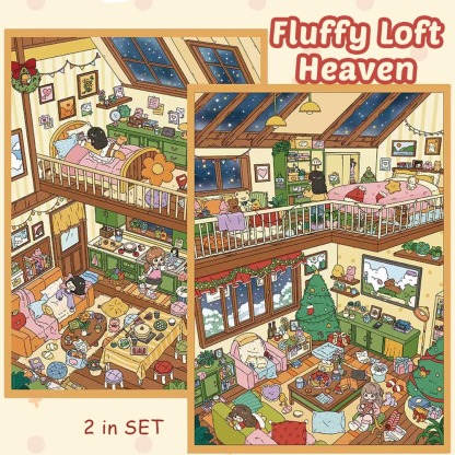 Fluffy Loft Heaven DIY 3D Scene Stickers - 2 Miniature Scenes