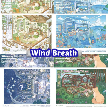 Wind Breath DIY 3D Scene Stickers - 4 Miniature Scenes