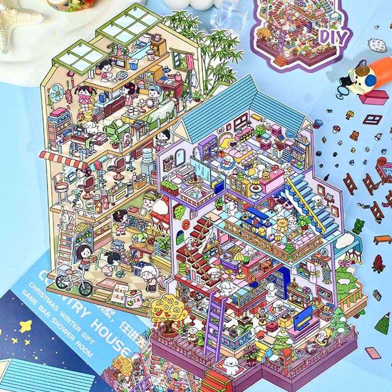 Time Apartment Scene Stickers 2 Cute Miniature Scenes