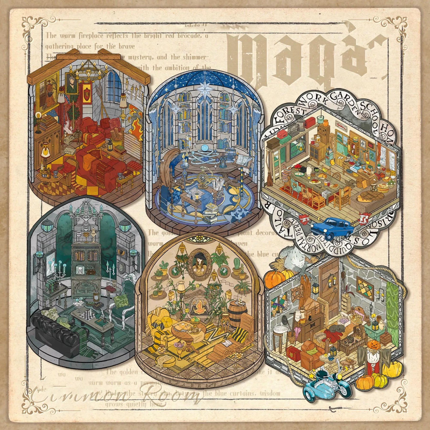 Harry Potter Series DIY 3D Sticker Collection - 6 Cute Miniature Scenes