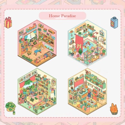 Home Paradise DIY 3D Sticker Collection - 4 Cute Miniature Scenes