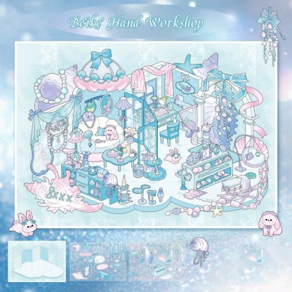 Dreamy shop DIY 3D Scene Sticker Collection - 4 Lovely Miniature Scenes