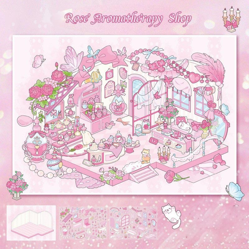 Dreamy shop DIY 3D Scene Sticker Collection - 4 Lovely Miniature Scenes