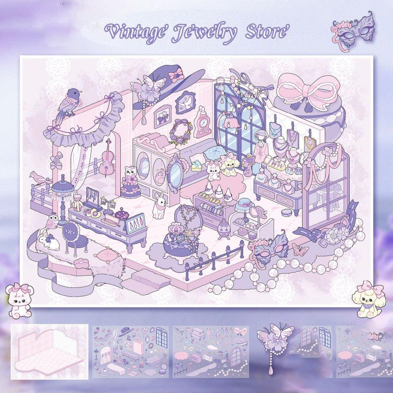 Dreamy shop DIY 3D Scene Sticker Collection - 4 Lovely Miniature Scenes