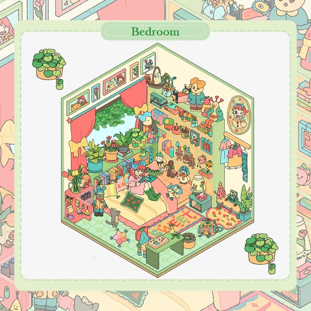 Home Paradise DIY 3D Sticker Collection - 4 Cute Miniature Scenes