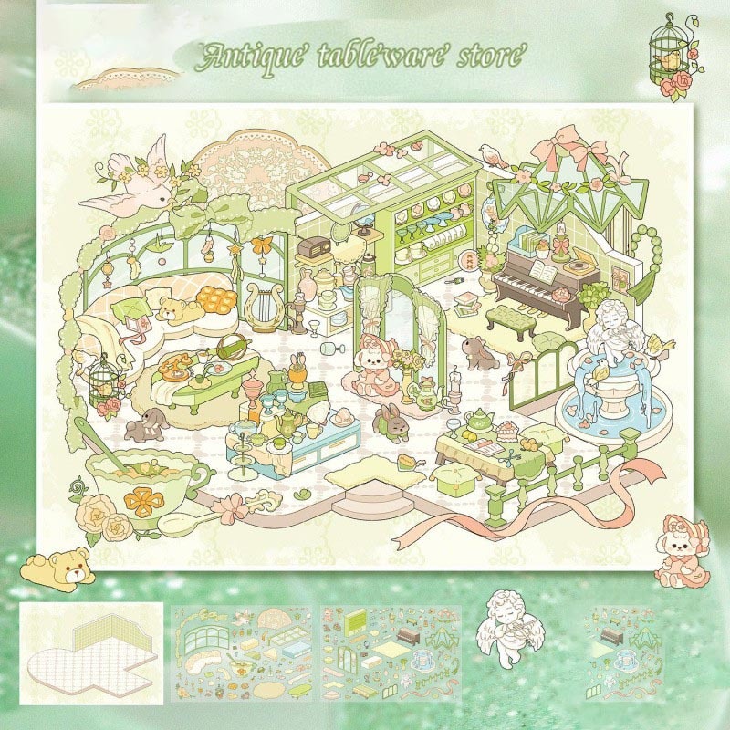 Dreamy shop DIY 3D Scene Sticker Collection - 4 Lovely Miniature Scenes