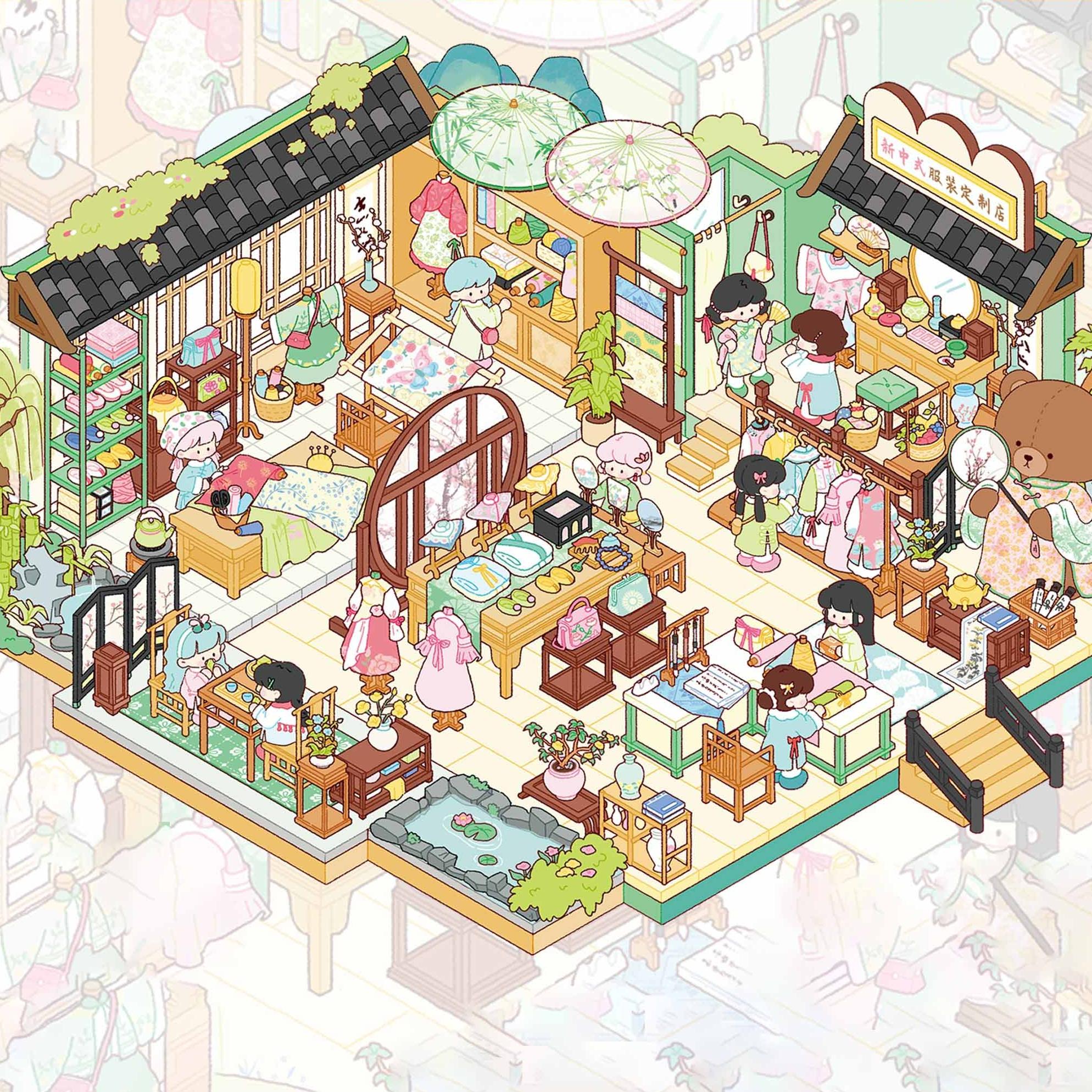 Retro Art DIY 3D Sticker Collection - 2 Cute Miniature Scenes