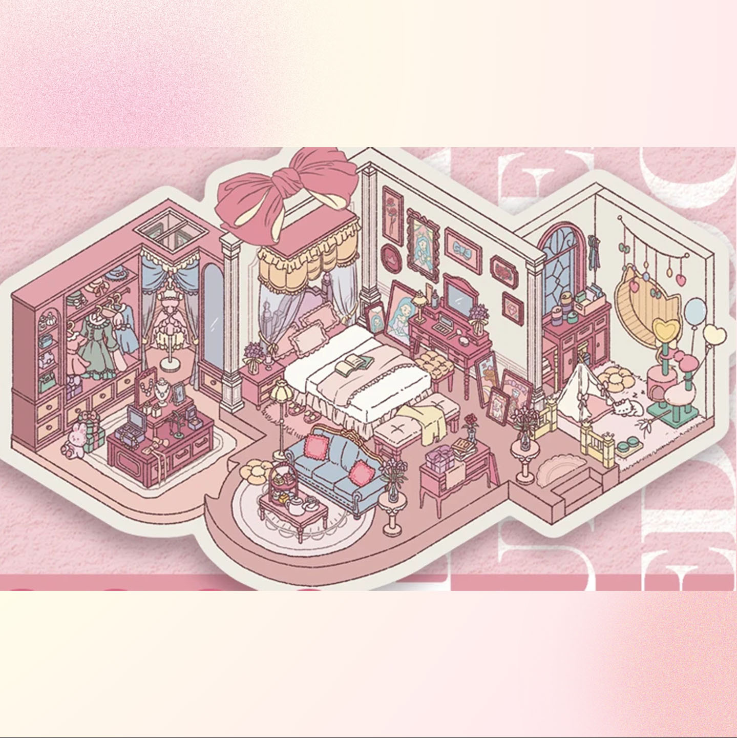 World Living Room DIY 3D Scene Stickers - Cute Miniature Scene