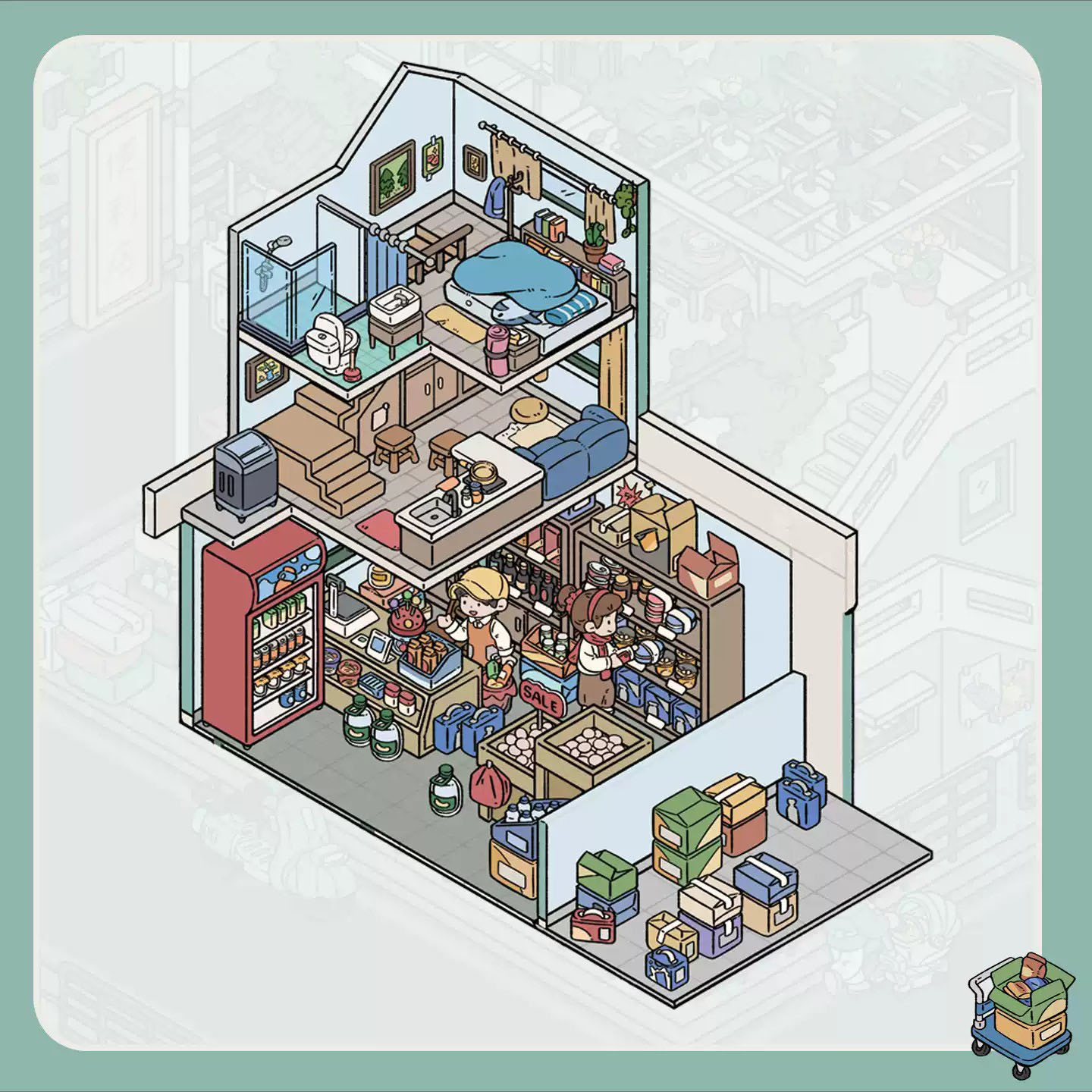 Street-side Shop DIY 3D Sticker Collection - 2 Cute Miniature Scenes