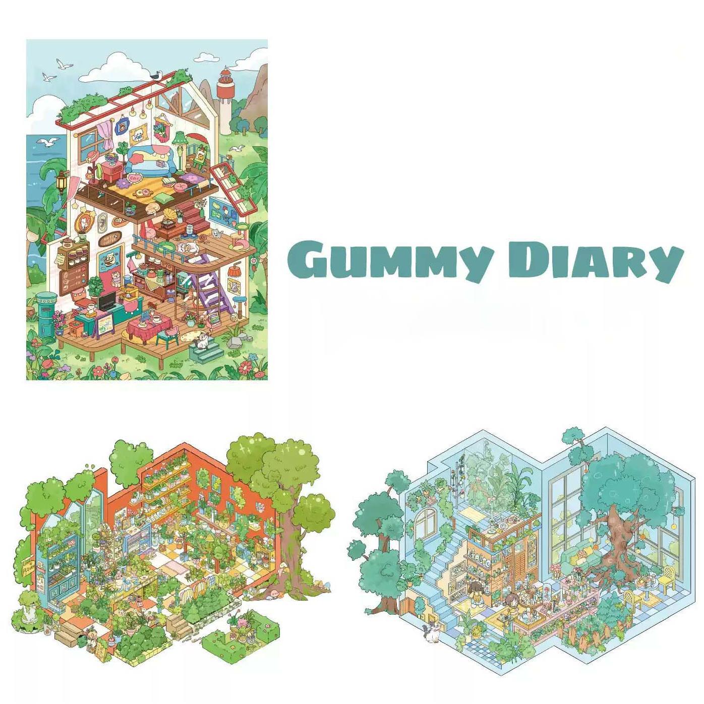 Gummy Diary DIY 3D Scene Stickers - 3 Miniature Scenes
