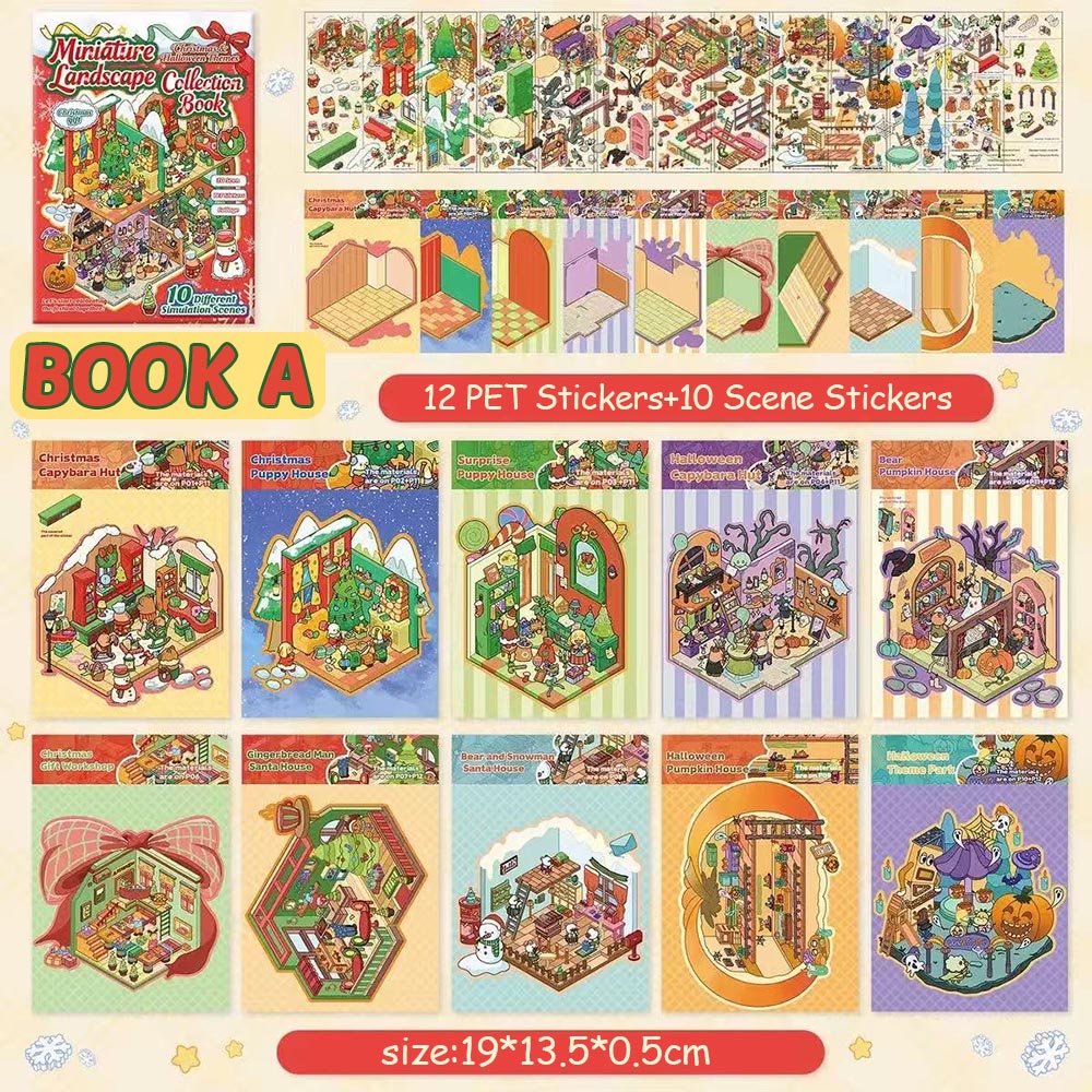 Christmas Books DIY 3D Scene Stickers - Cute Miniature Scene