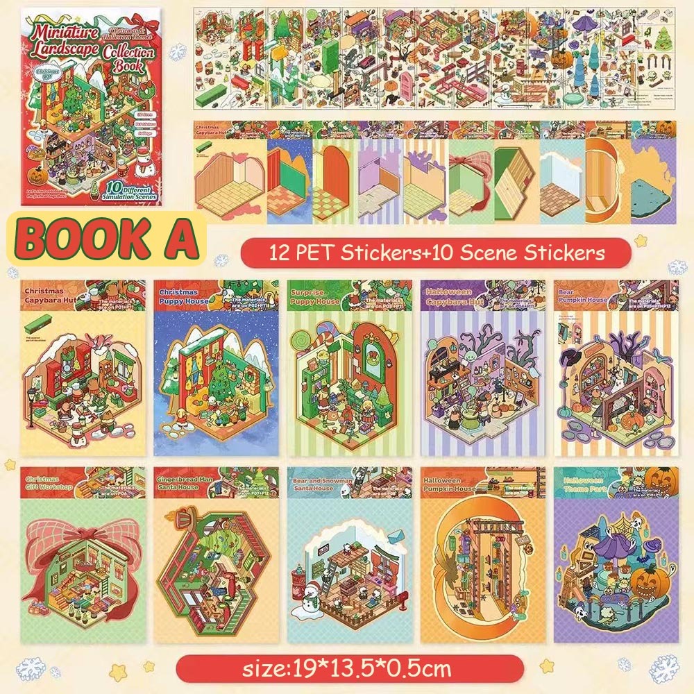 Merry & Spooky Book DIY 3D Scene Stickers-10 Cute Miniature Scenes