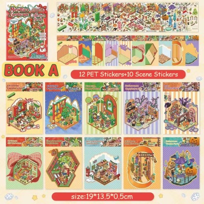 Christmas Books DIY 3D Scene Stickers - Cute Miniature Scene