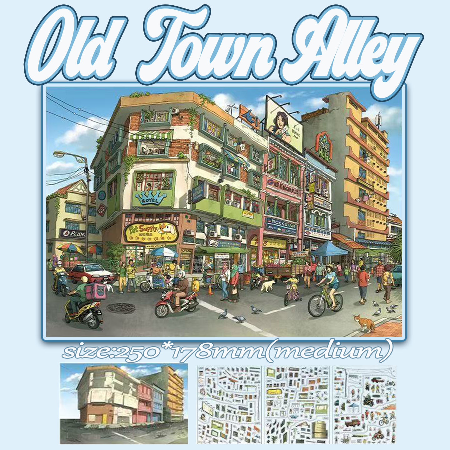 Old Town Alley DIY 3D Scene Stickers Collection - Cute Miniature Scene