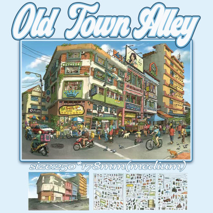Old Town Alley DIY 3D Scene Stickers Collection - Cute Miniature Scene