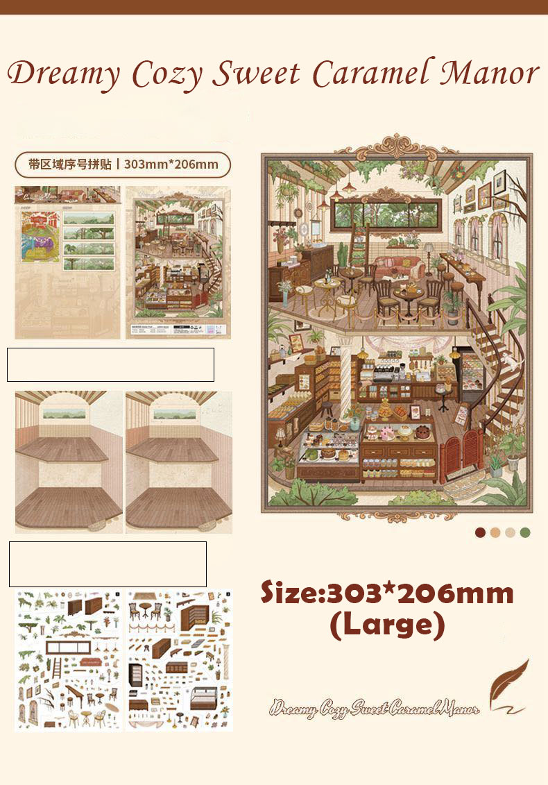Blossom Cafe DIY 3D Scene Stickers Collection - 4 Cute Miniature Scenes