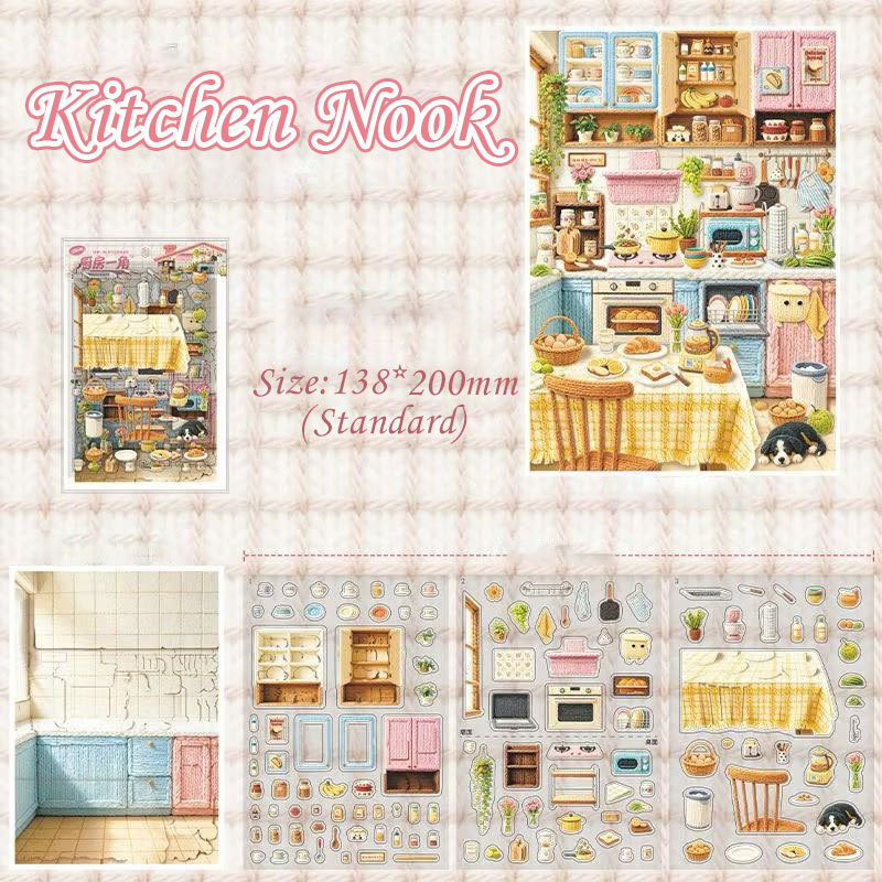 Indoor Retreat DIY 3D Scene Stickers Collection - 2 Cute Miniature Scenes