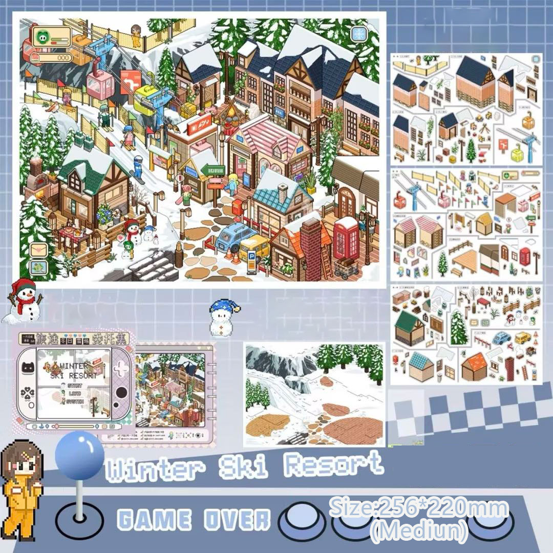 Valley Towns DIY 3D Scene Stickers Collection - 3 Cute Miniature Scenes