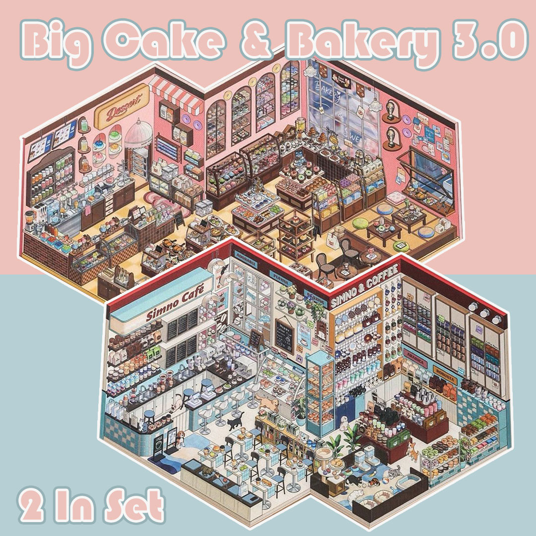 Big Cake&Bakery 3.0 DIY 3D Sticker Collection - 2 Cute Miniature Scenes