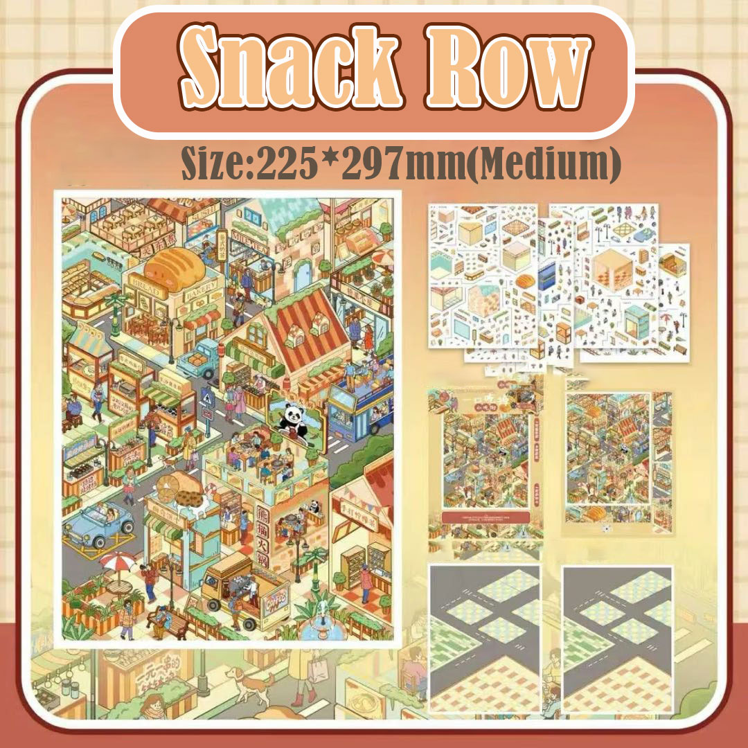Street Whimsy DIY 3D Scene Stickers Collection - 3 Cute Miniature Scenes