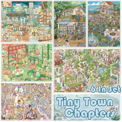 Tiny Town Chapters DIY 3D Scene Stickers Collection - 6 Cute Miniature Scenes