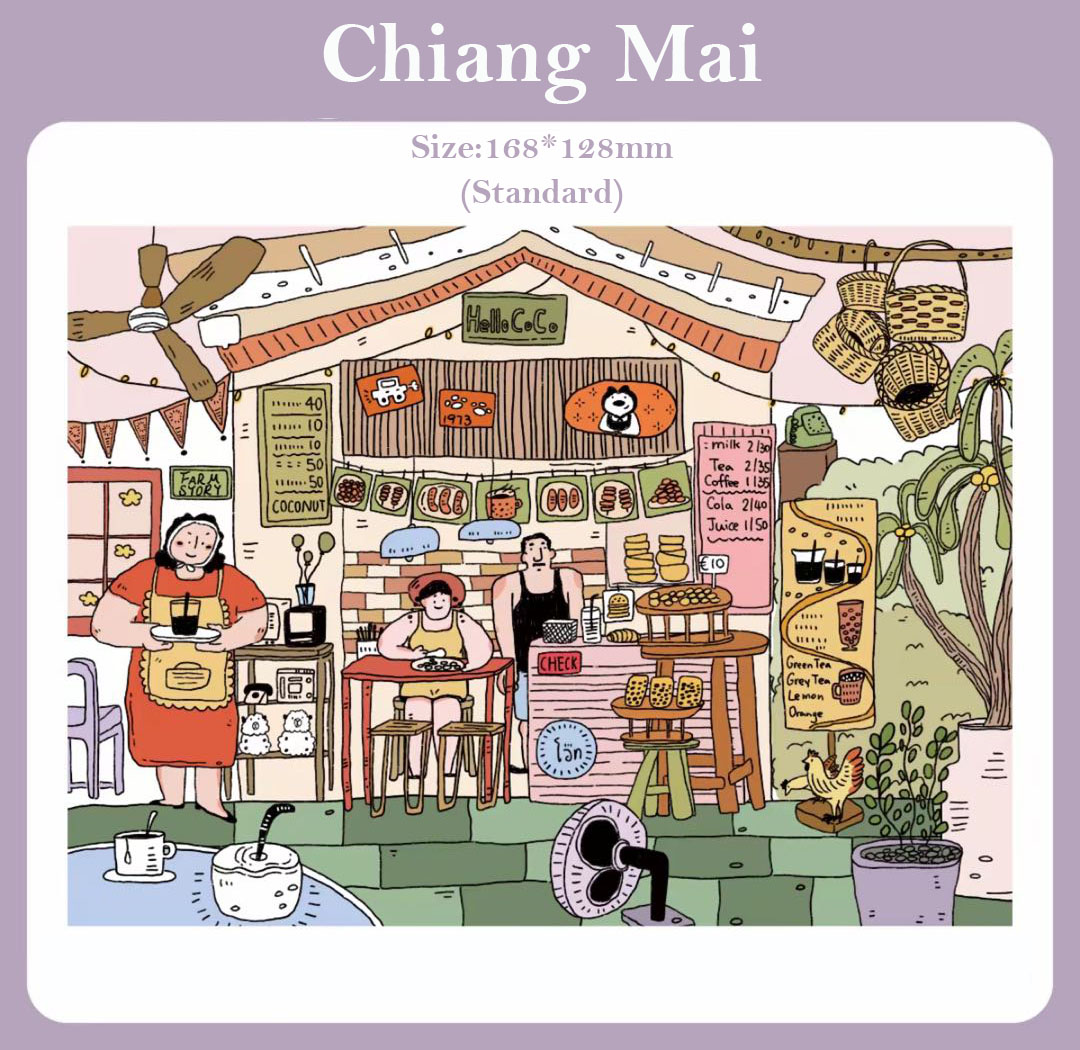 Travel Vlog DIY 3D Scene Stickers - 4 Cute Miniature Scenes