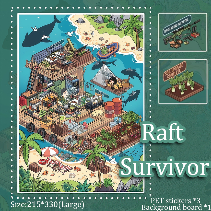 Survival Travel DIY 3D Sticker Collection - 2 Cute Miniature Scenes