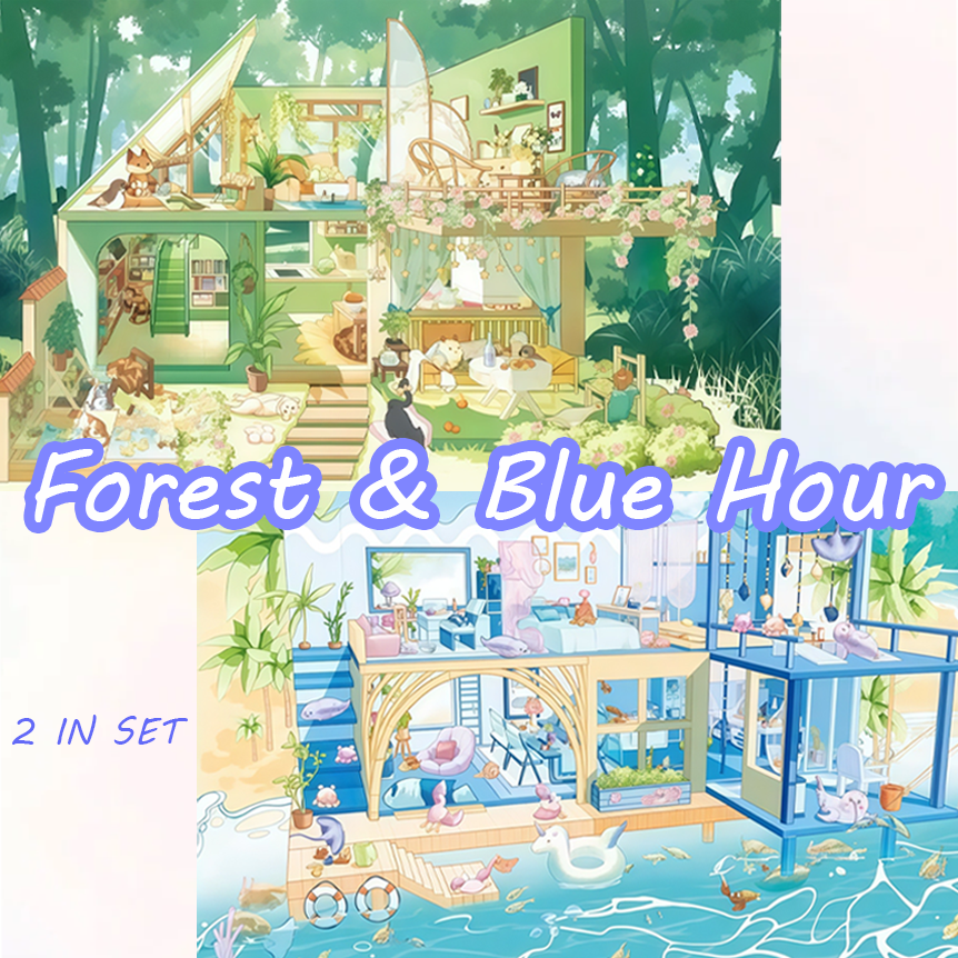 Forest & Blue Hour DIY 3D Sticker Collection - Cute Miniature Scene